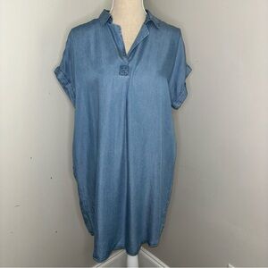 Thread & Supply chambray blue cap sleeve shirt dress loose fit size Small